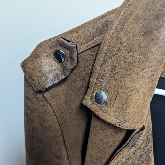💖HP💖 Coffee Shop New Your Brown Sued Leather Jacket - Picture 8 of 8